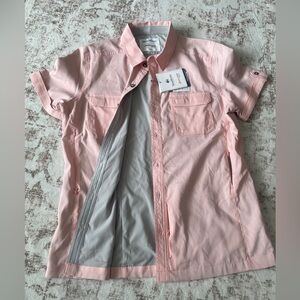 Wind River No Fly Zone Pale Pink Short-Sleeve Button Shirt | Size Medium